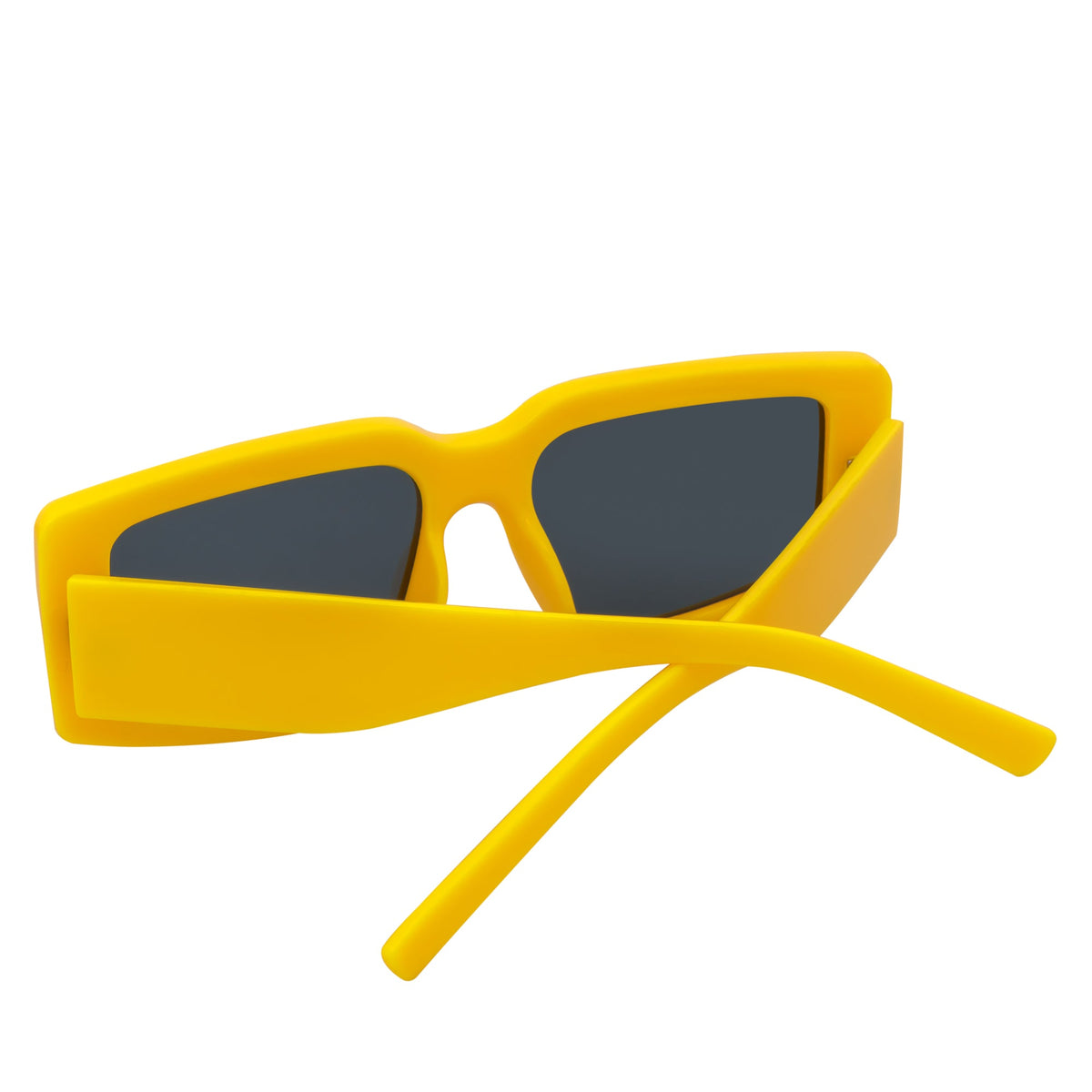 NOVA - Retro 90s Fashion Thick Rectangle Sunglasses Yellow Smoke Lens