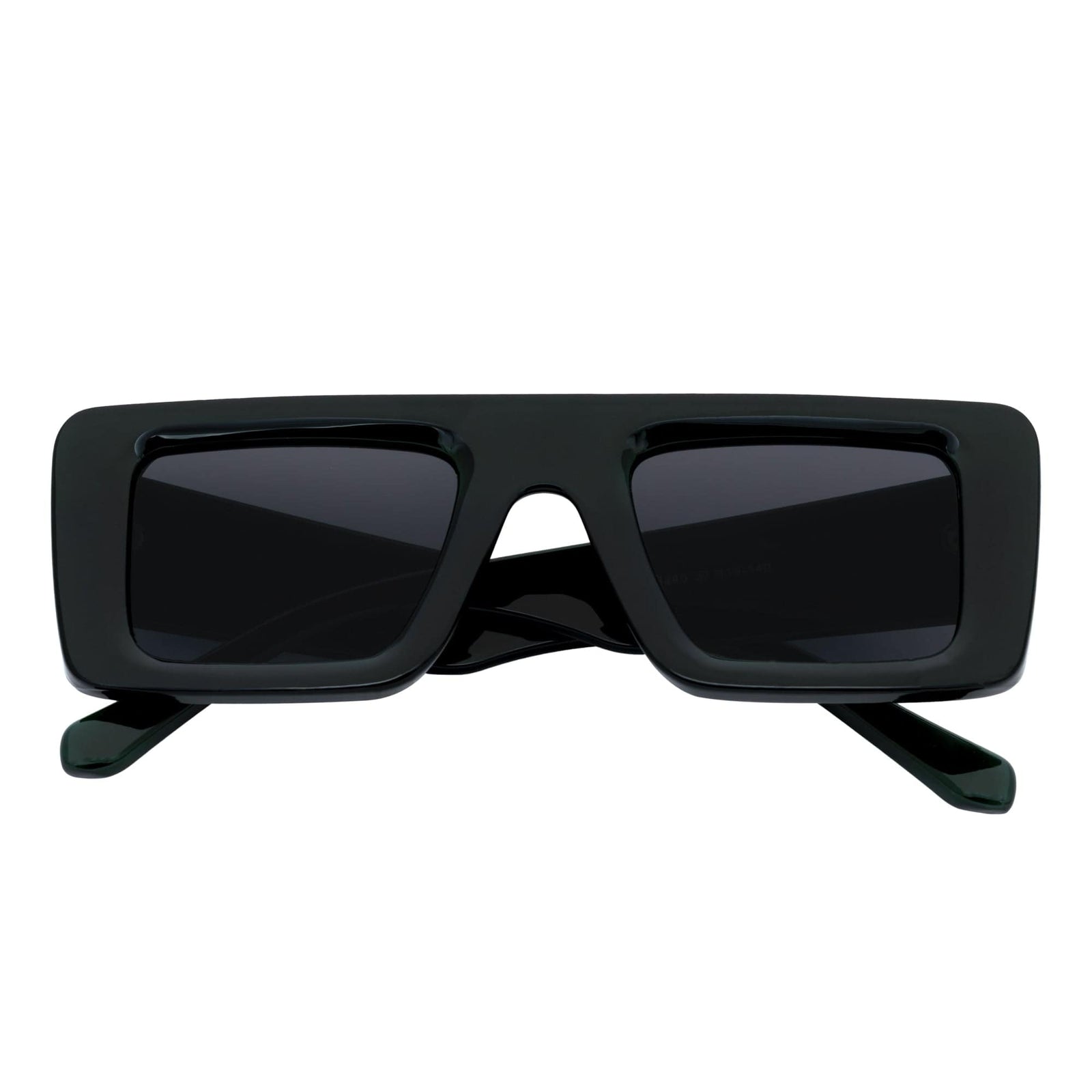OFFSET - Two - Tone 90s Retro Thick Rectangle Sunglasses Black - Purple Smoke Tint - Morspecs M1033-4