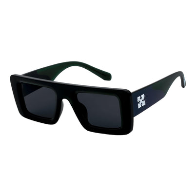 OFFSET - Two - Tone 90s Retro Thick Rectangle Sunglasses Black - Purple Smoke Tint
