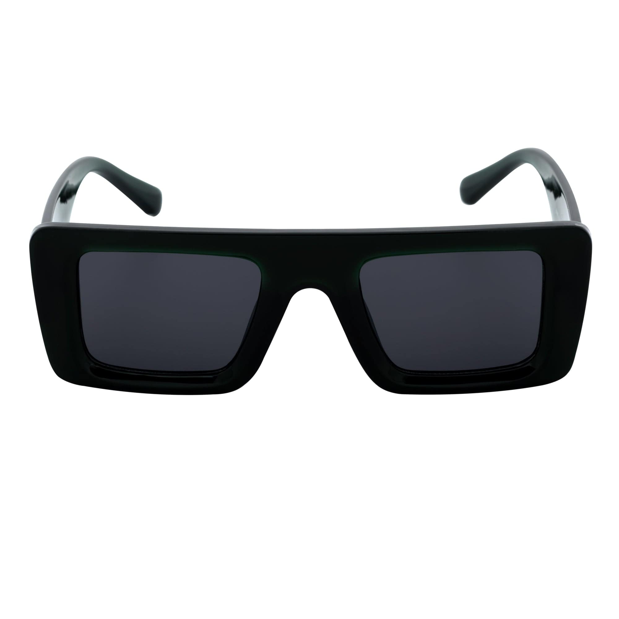 OFFSET - Two - Tone 90s Retro Thick Rectangle Sunglasses Black - Purple Smoke Tint