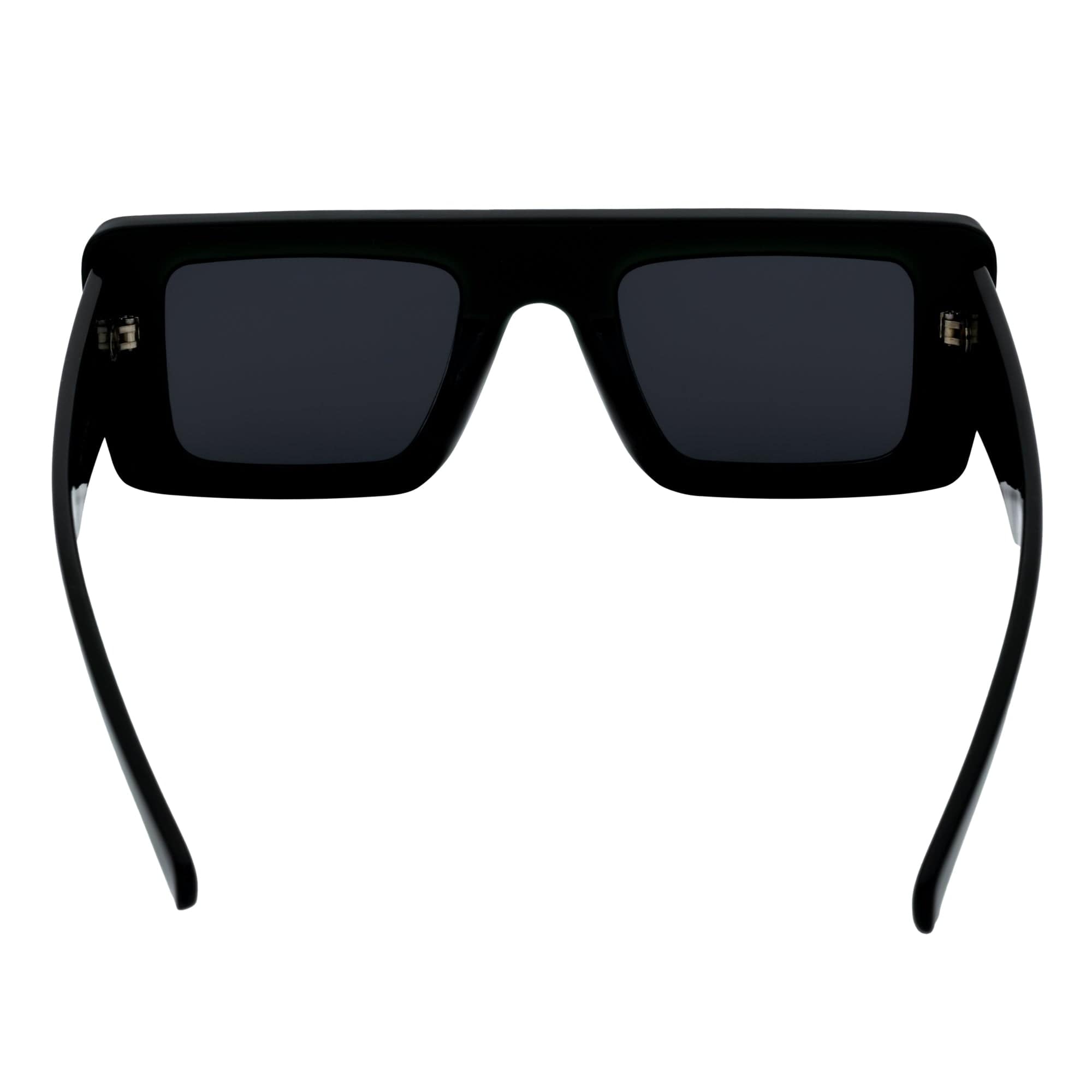 OFFSET - Two - Tone 90s Retro Thick Rectangle Sunglasses Black - Purple Smoke Tint