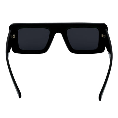OFFSET - Two - Tone 90s Retro Thick Rectangle Sunglasses Black - Purple Smoke Tint