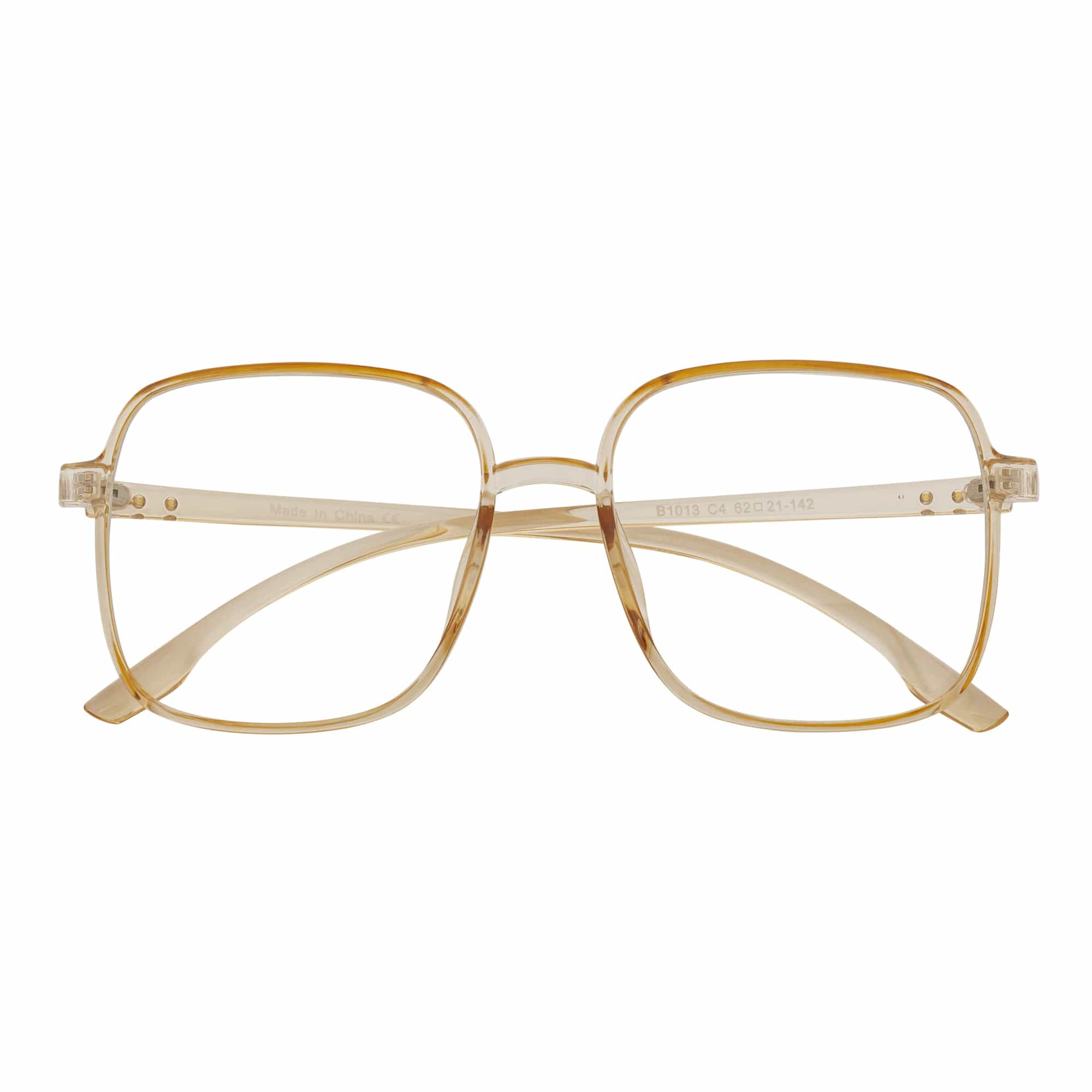 OTAKU - Large Square Glasses Blue Light Glasses Clear Peach Clear Lens