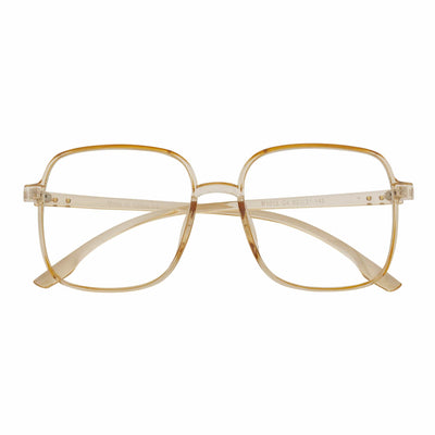 OTAKU - Large Square Glasses Blue Light Glasses Clear Peach Clear Lens