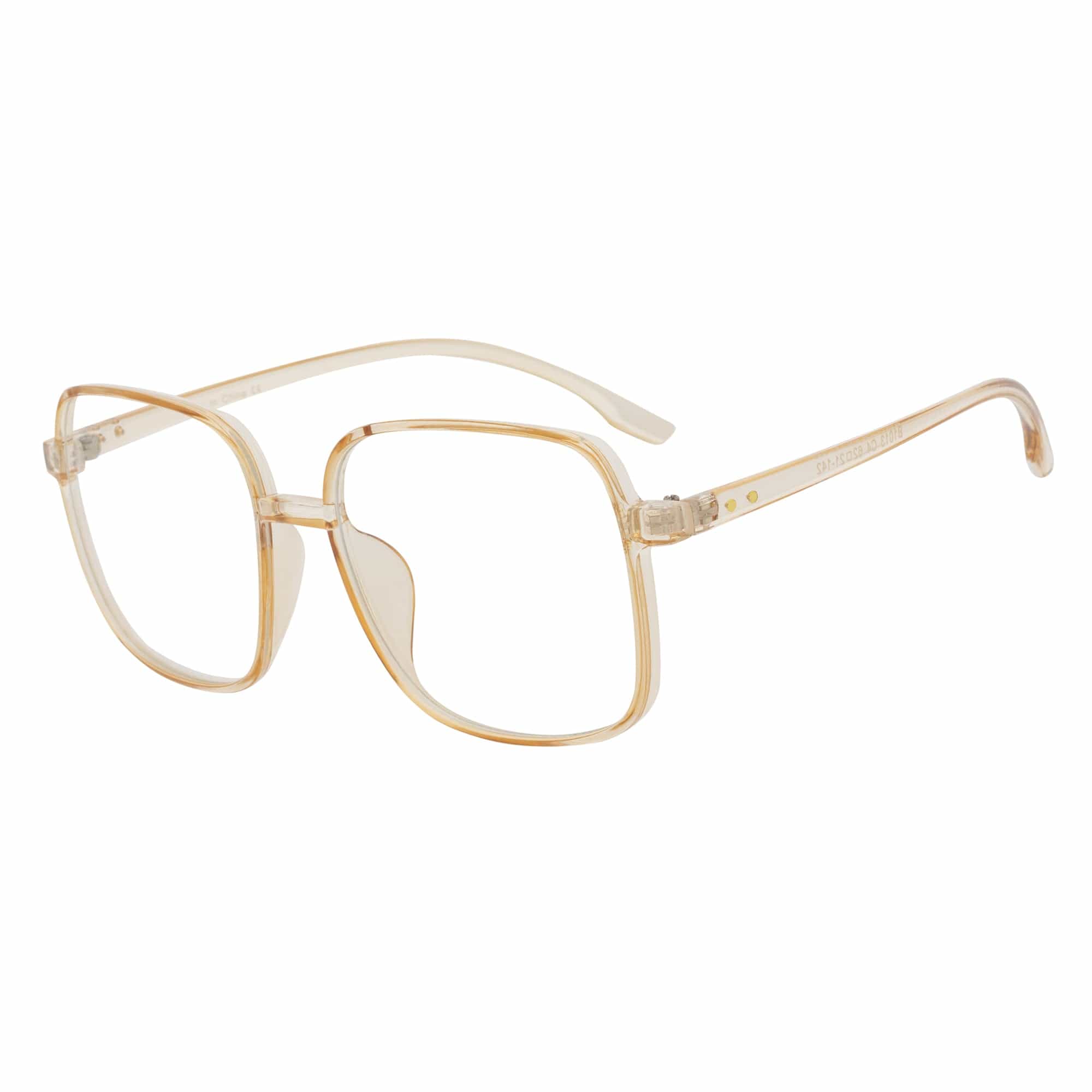 OTAKU - Large Square Glasses Blue Light Glasses Clear Peach Clear Lens