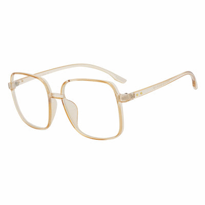 OTAKU - Large Square Glasses Blue Light Glasses Clear Peach Clear Lens