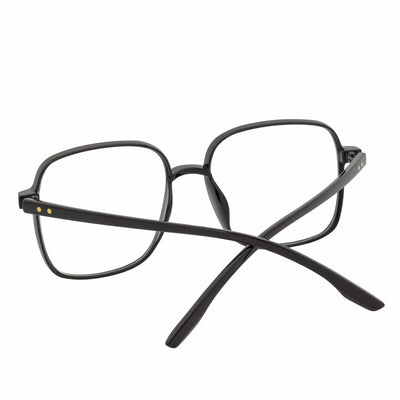 OTAKU - Large Square Glasses Blue Light Glasses Shiny Black Clear Lens