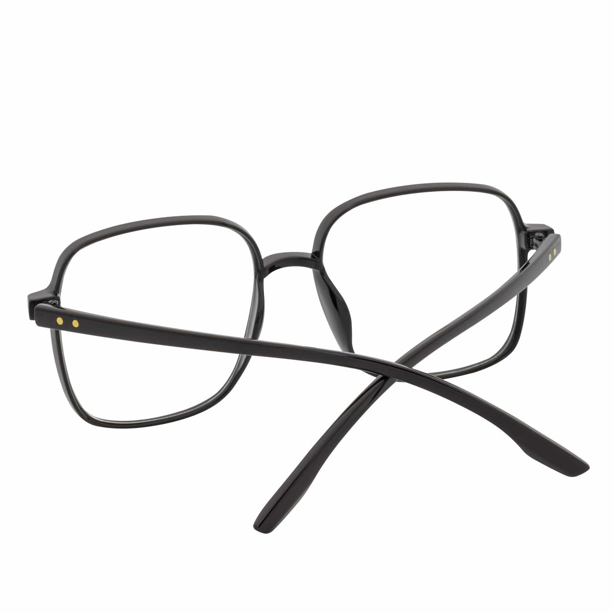 OTAKU - Large Square Glasses Blue Light Glasses Shiny Black Clear Lens