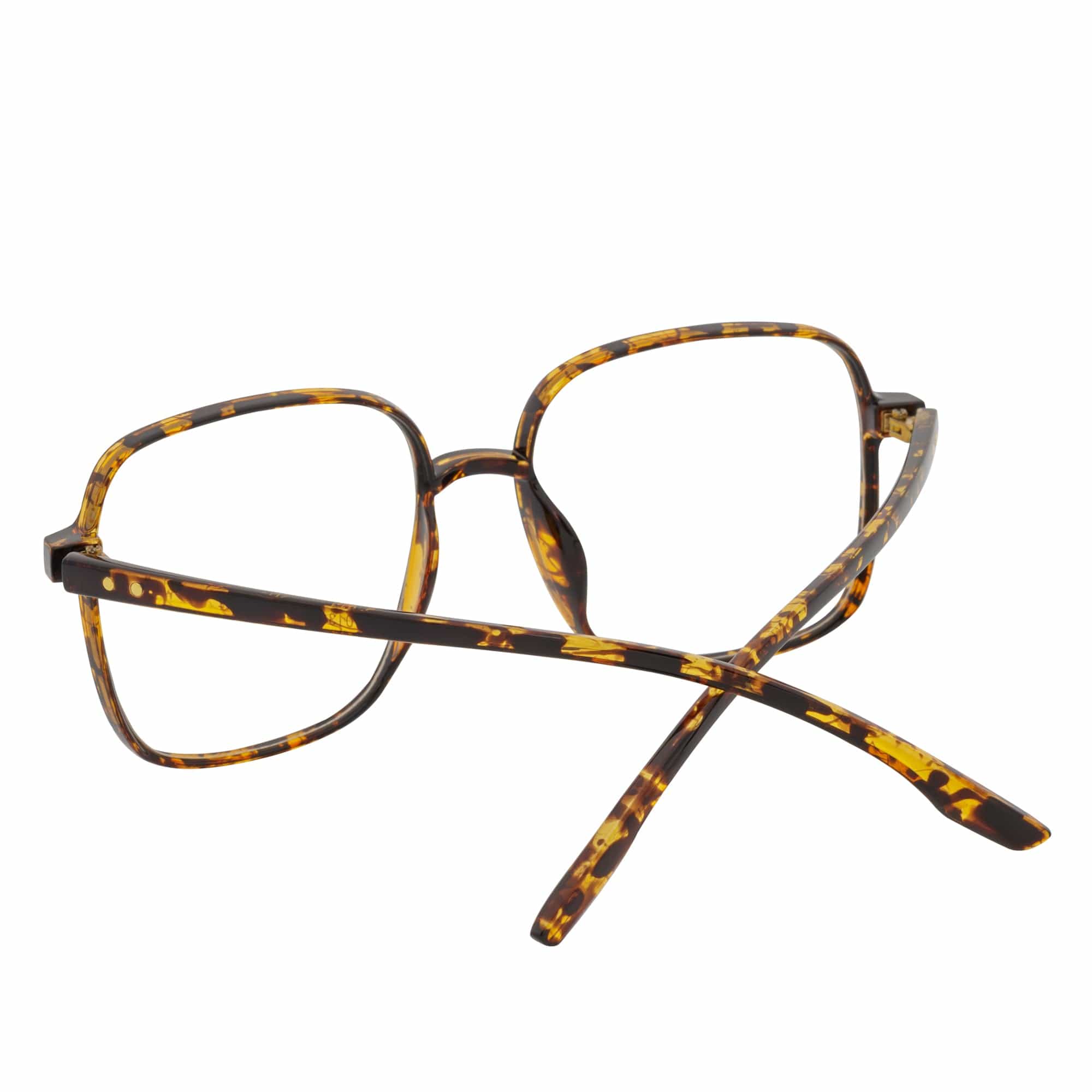 OTAKU - Large Square Glasses Blue Light Glasses Tortoise Shell Clear Lens