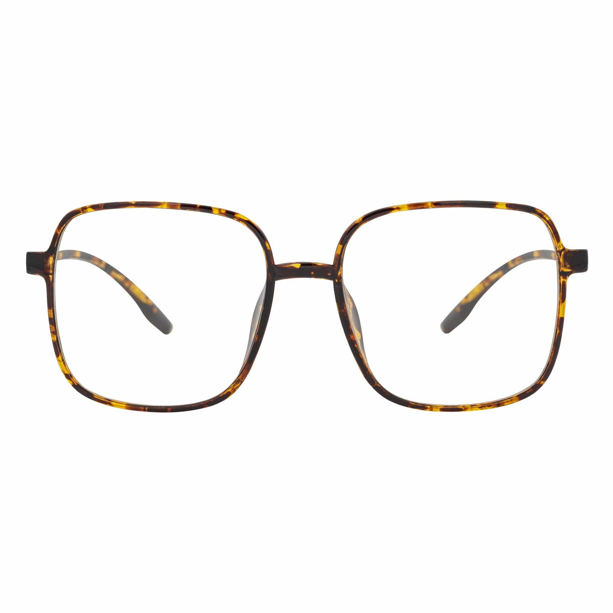 OTAKU - Large Square Glasses Blue Light Glasses Tortoise Shell Clear Lens