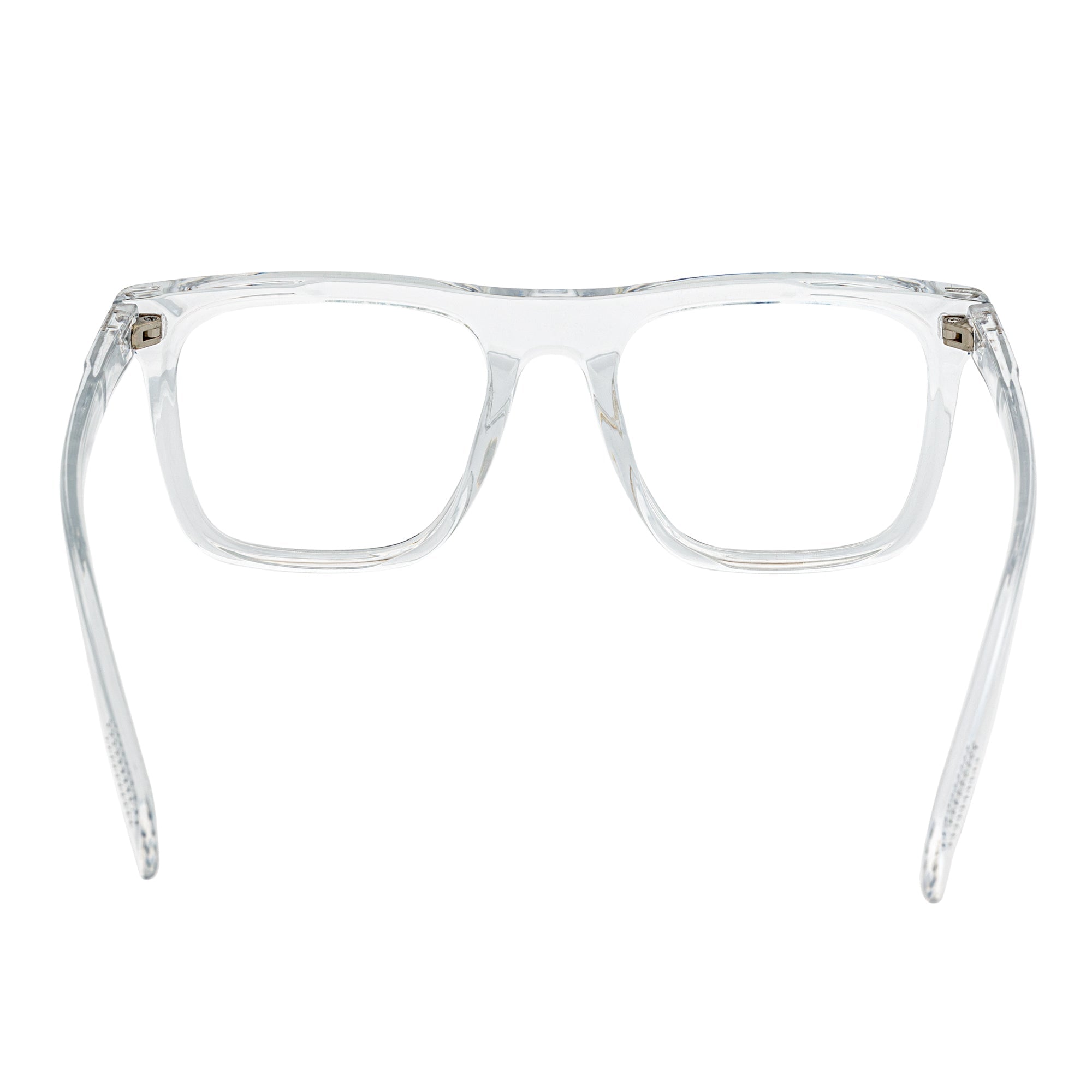 OXFORD - Classic Square Horn Rimmed Blue Light Clear Frame Flat Lens Glasses