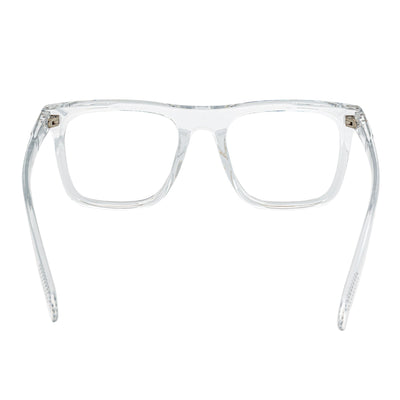 OXFORD - Classic Square Horn Rimmed Blue Light Clear Frame Flat Lens Glasses