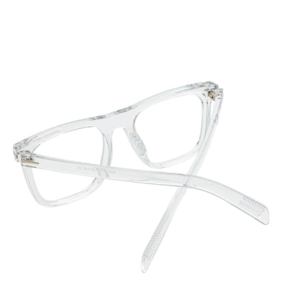 OXFORD - Classic Square Horn Rimmed Blue Light Clear Frame Flat Lens Glasses