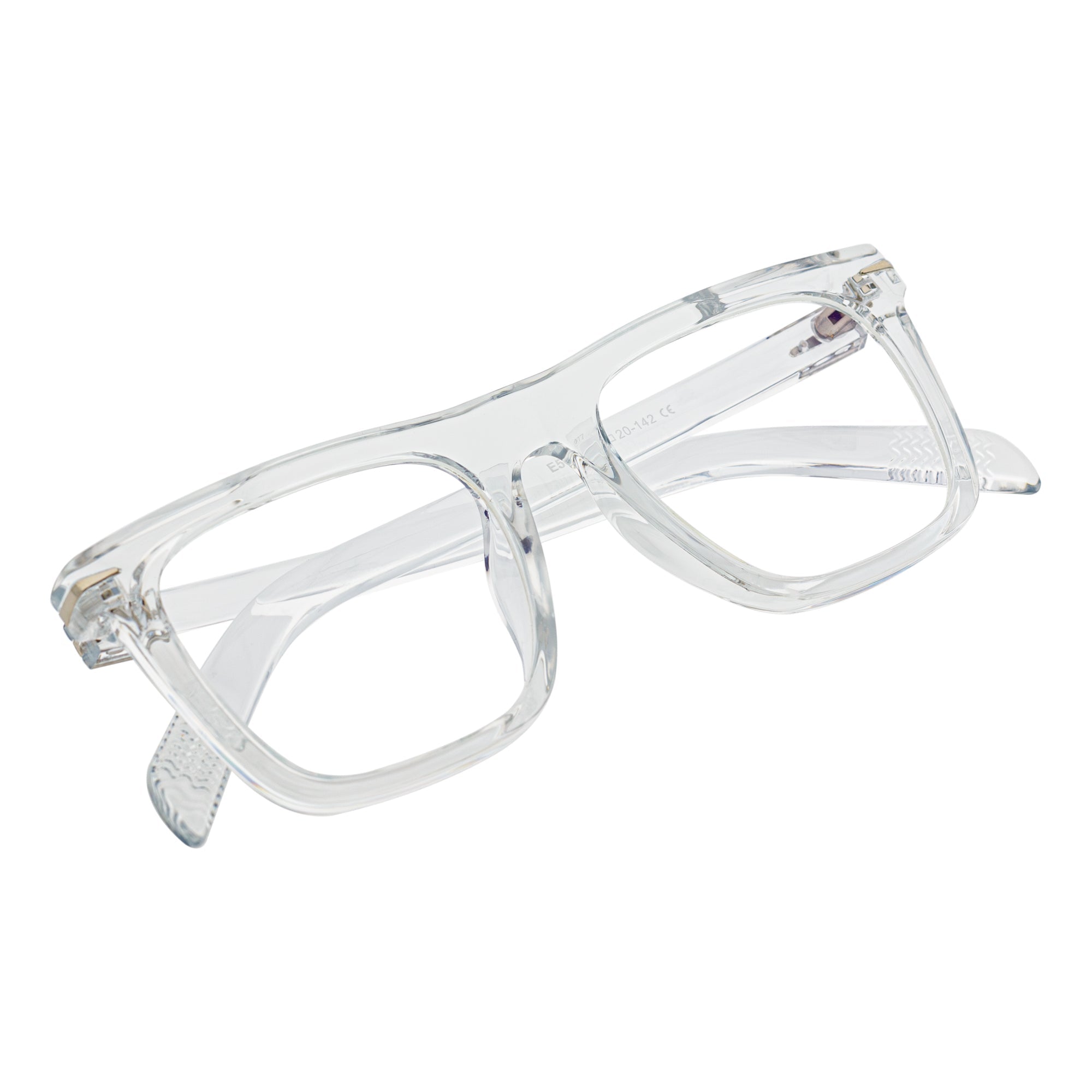OXFORD - Classic Square Horn Rimmed Blue Light Clear Frame Flat Lens Glasses