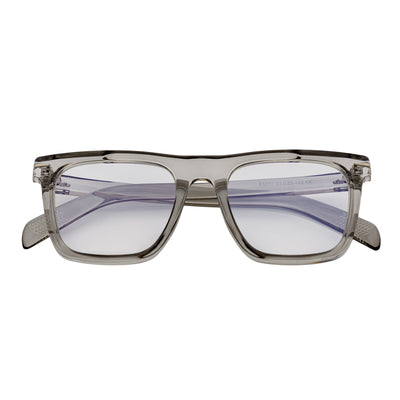 OXFORD - Classic Square Horn Rimmed Blue Light Glasses Clear Gray Clear Flat Lens