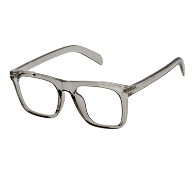 OXFORD - Classic Square Horn Rimmed Blue Light Glasses Clear Gray Clear Flat Lens