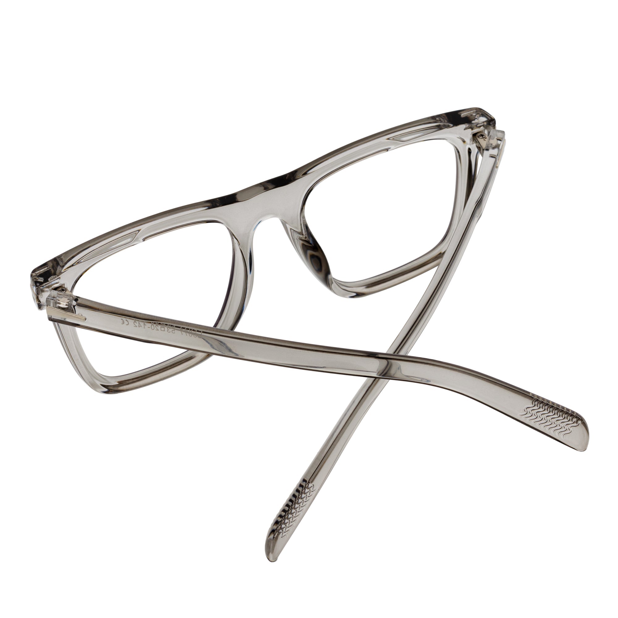 OXFORD - Classic Square Horn Rimmed Blue Light Glasses Clear Gray Clear Flat Lens