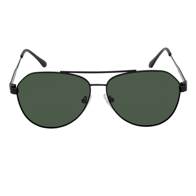 PENTAGON - Polarized Teardrop Metal Aviator Black Sunglasses Green Lens