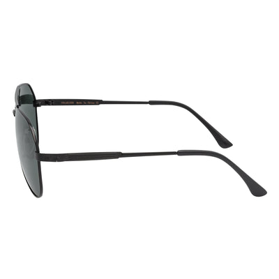 PENTAGON - Polarized Teardrop Metal Aviator Black Sunglasses Green Lens