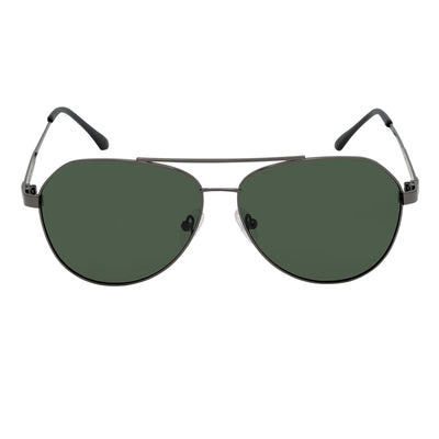PENTAGON - Polarized Teardrop Metal Aviator Gunmetal Sunglasses Green Lens