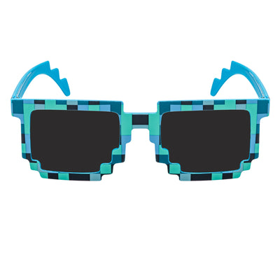 PIXELBLOCKS - Block Square 8 - Bit Pixel Sunglasses Blue Smoke Lens
