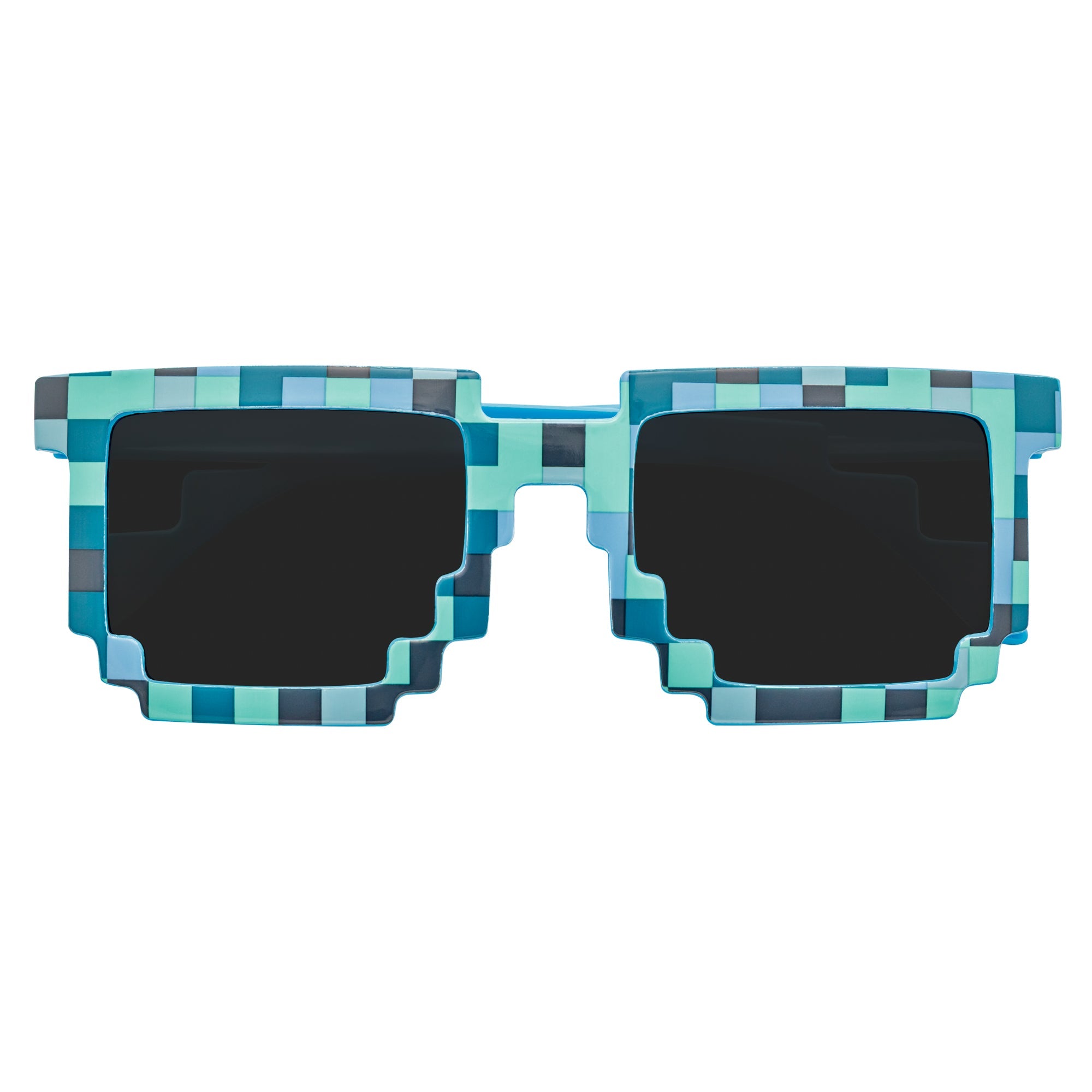 PIXELBLOCKS - Block Square 8 - Bit Pixel Sunglasses Blue Smoke Lens
