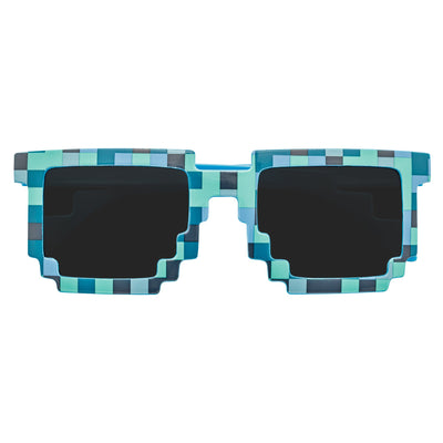 PIXELBLOCKS - Block Square 8 - Bit Pixel Sunglasses Blue Smoke Lens