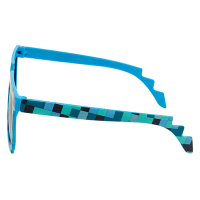 PIXELBLOCKS - Block Square 8 - Bit Pixel Sunglasses Blue Smoke Lens