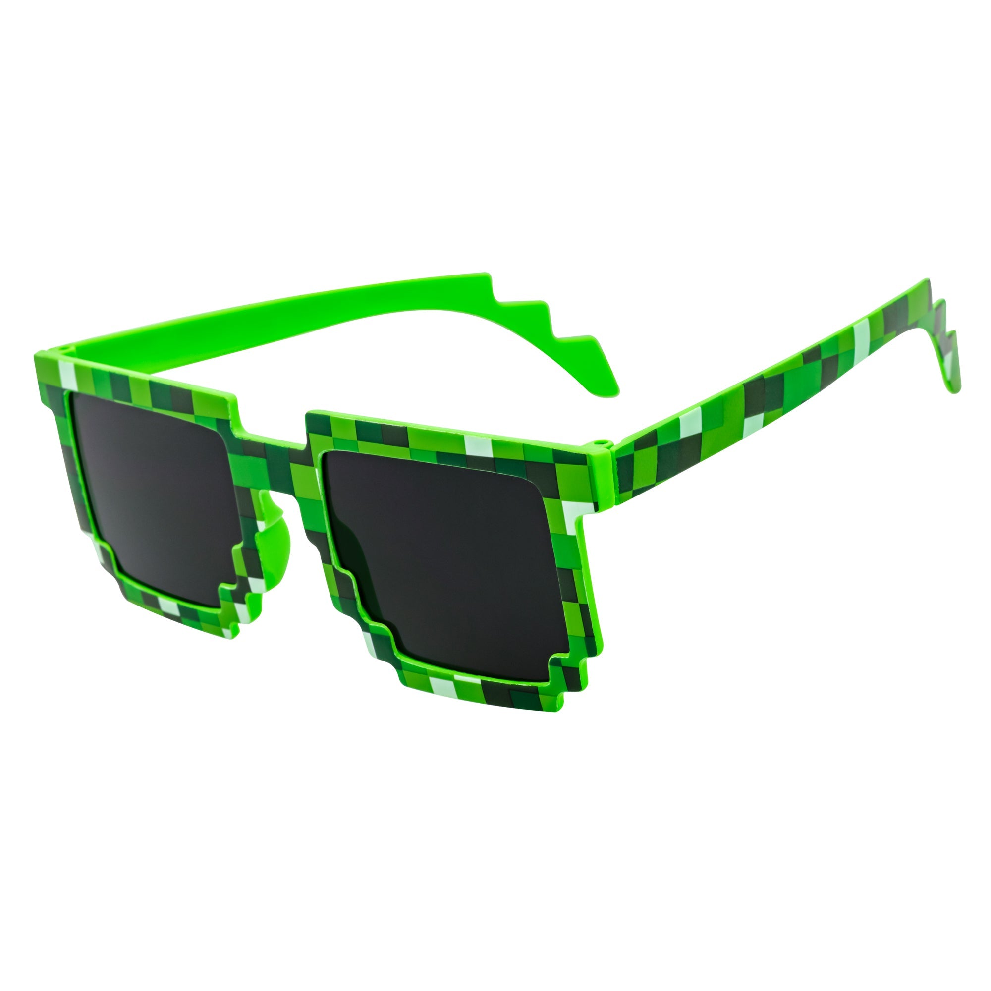 PIXELBLOCKS - Block Square 8 - Bit Pixel Sunglasses Green Smoke Lens