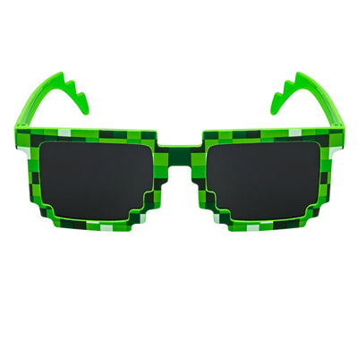 PIXELBLOCKS - Block Square 8 - Bit Pixel Sunglasses Green Smoke Lens