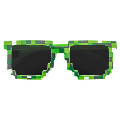PIXELBLOCKS - Block Square 8 - Bit Pixel Sunglasses Green Smoke Lens