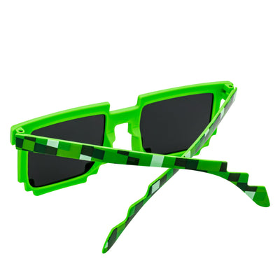 PIXELBLOCKS - Block Square 8 - Bit Pixel Sunglasses Green Smoke Lens