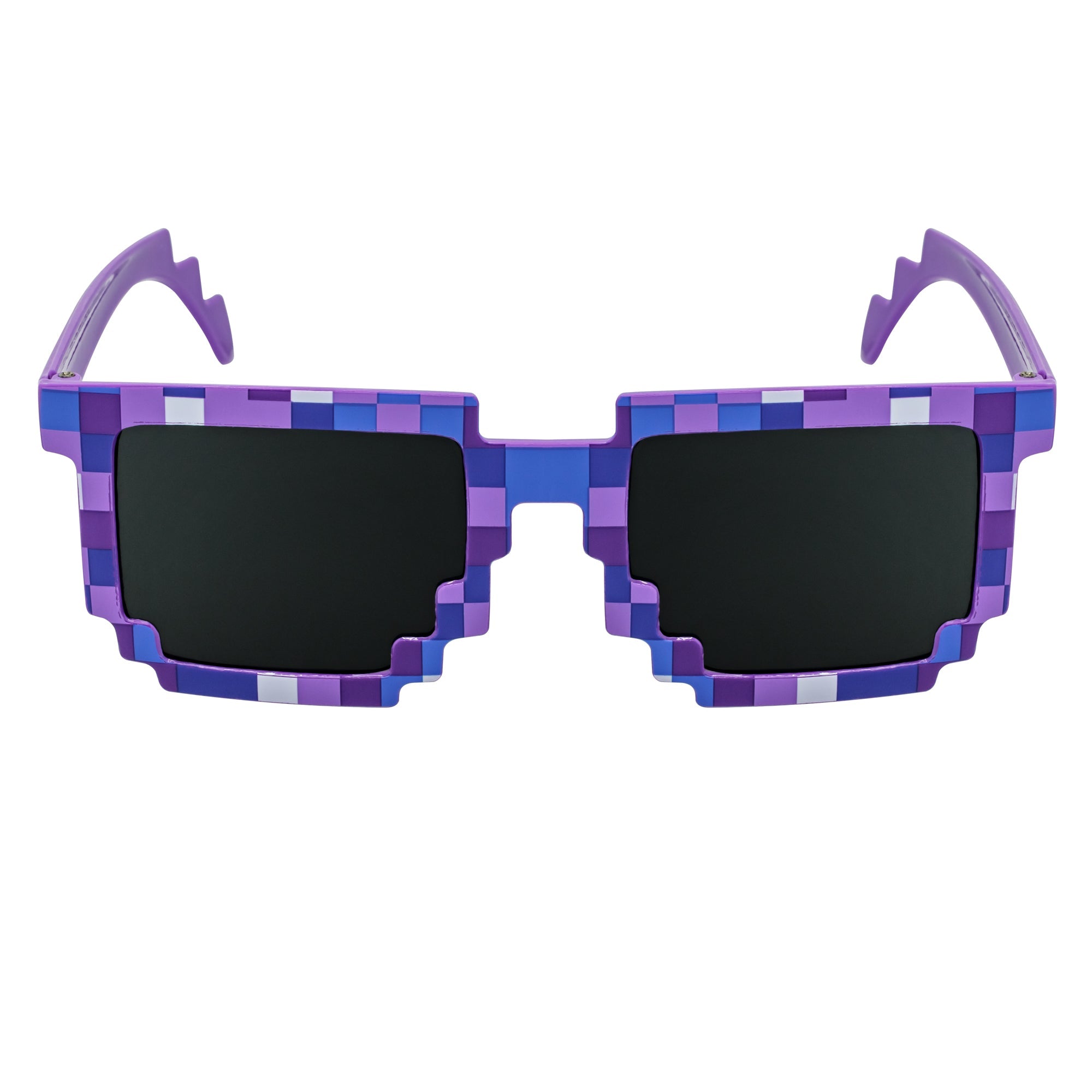 PIXELBLOCKS - Block Square 8 - Bit Pixel Sunglasses Purple Smoke Lens