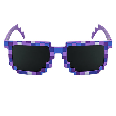 PIXELBLOCKS - Block Square 8 - Bit Pixel Sunglasses Purple Smoke Lens