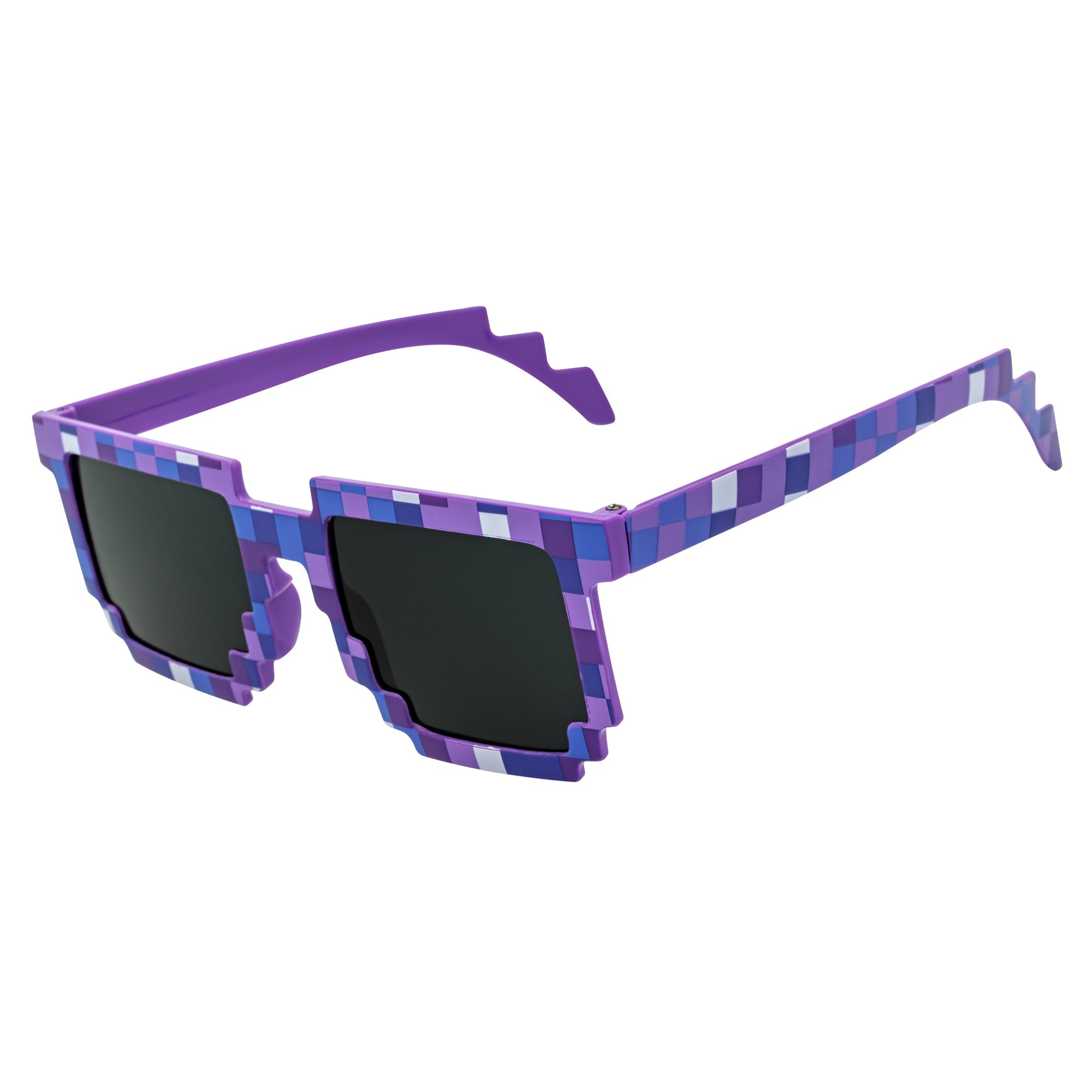 PIXELBLOCKS - Block Square 8 - Bit Pixel Sunglasses Purple Smoke Lens