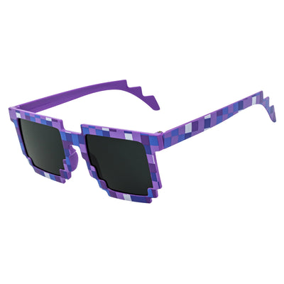 PIXELBLOCKS - Block Square 8 - Bit Pixel Sunglasses Purple Smoke Lens