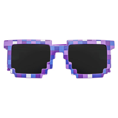 PIXELBLOCKS - Block Square 8 - Bit Pixel Sunglasses Purple Smoke Lens