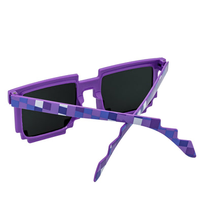 PIXELBLOCKS - Block Square 8 - Bit Pixel Sunglasses Purple Smoke Lens