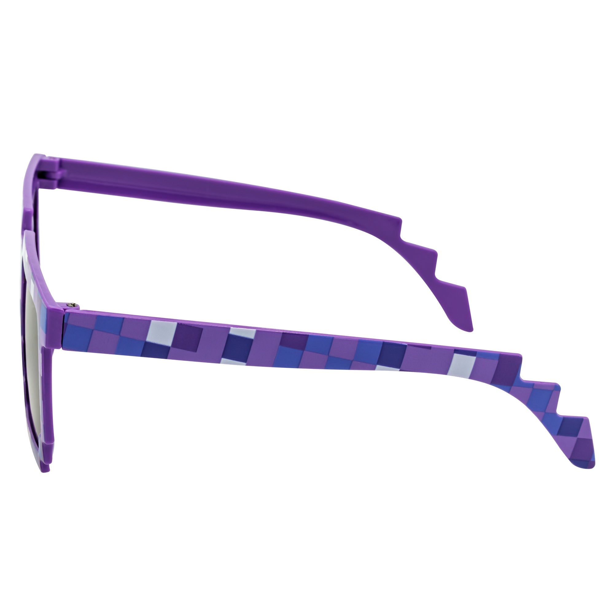 PIXELBLOCKS - Block Square 8 - Bit Pixel Sunglasses Purple Smoke Lens