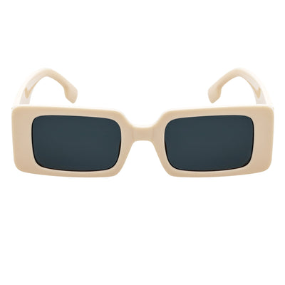 PLAZA - Small Rectangle Sunglasses Creme Smoke