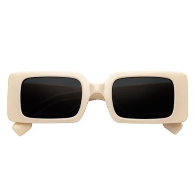 PLAZA - Small Rectangle Sunglasses Creme Smoke