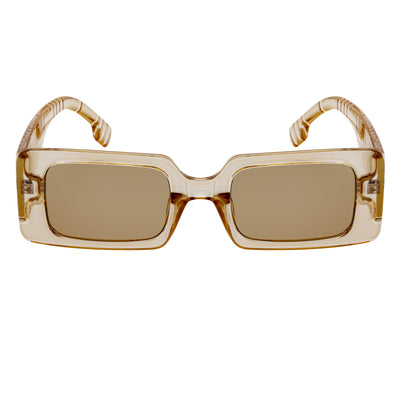 PLAZA - Small Rectangle Sunglasses Crystal-Tan Amber