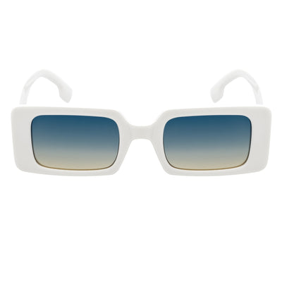 PLAZA - Small Rectangle Sunglasses White Blue-Tan Fade