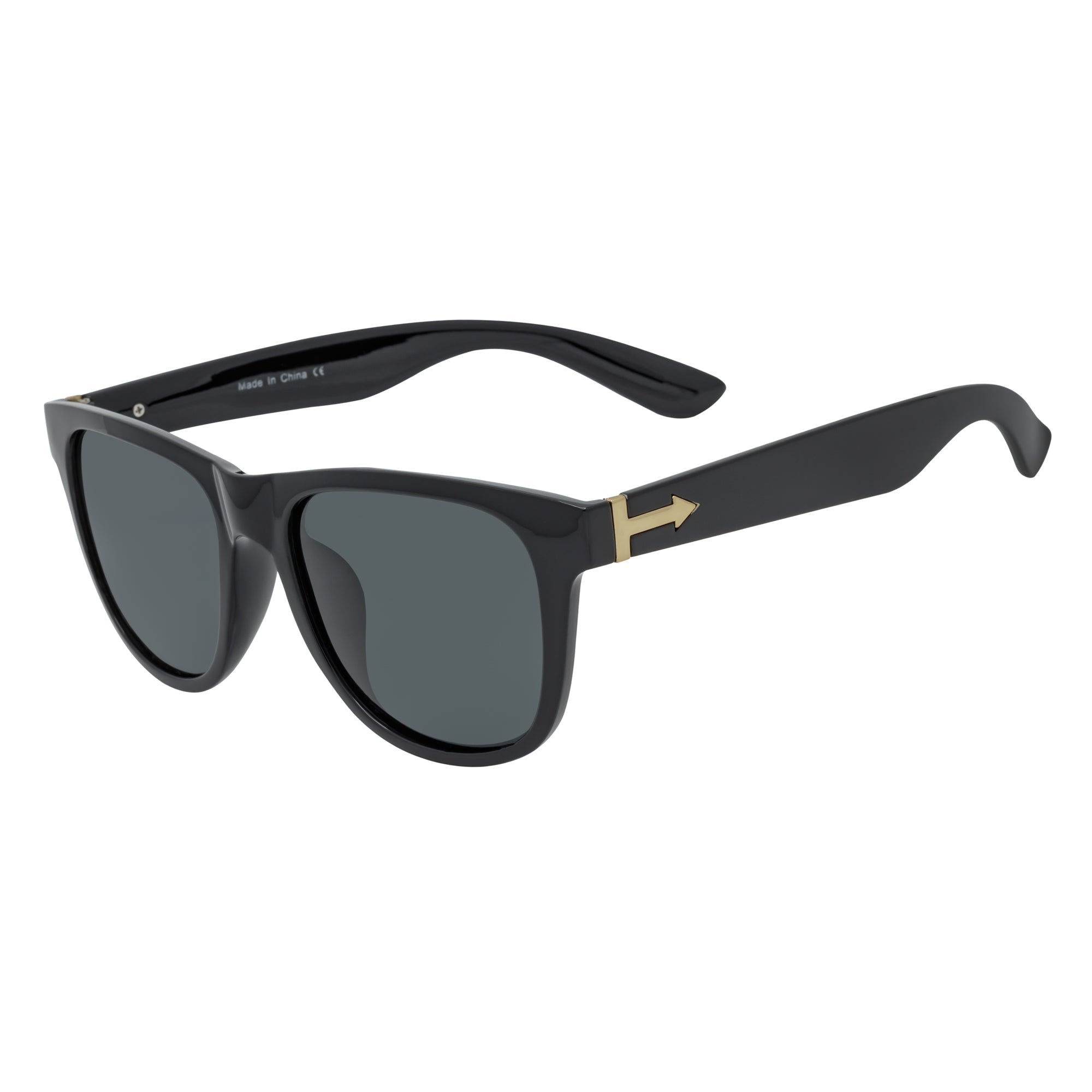 PRESTON - Polarized Large Horn Rimmed Sunglasses Gloss Black Smoke Tint