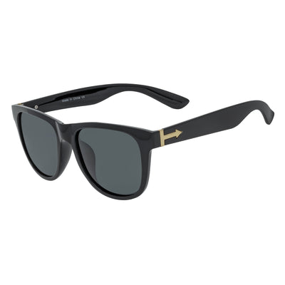 PRESTON - Polarized Large Horn Rimmed Sunglasses Gloss Black Smoke Tint