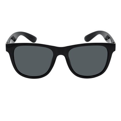PRESTON - Polarized Large Horn Rimmed Sunglasses Gloss Black Smoke Tint