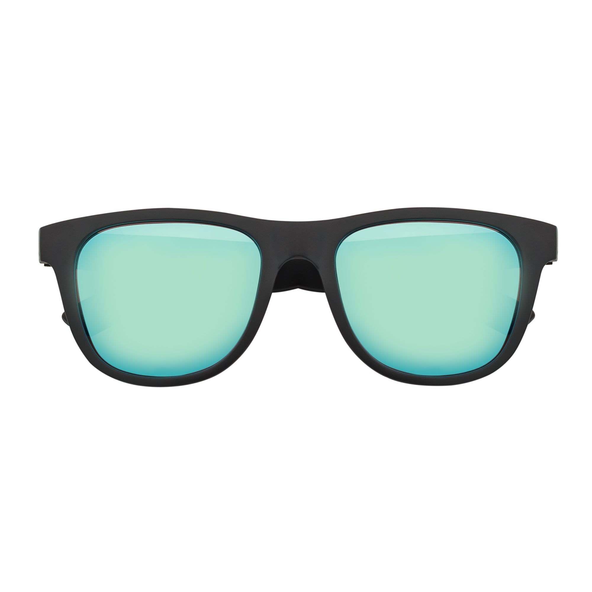 PRESTON - Polarized Large Horn Rimmed Sunglasses Matte Black Blue Mirror