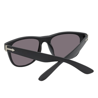 PRESTON - Polarized Large Horn Rimmed Sunglasses Matte Black Blue Mirror