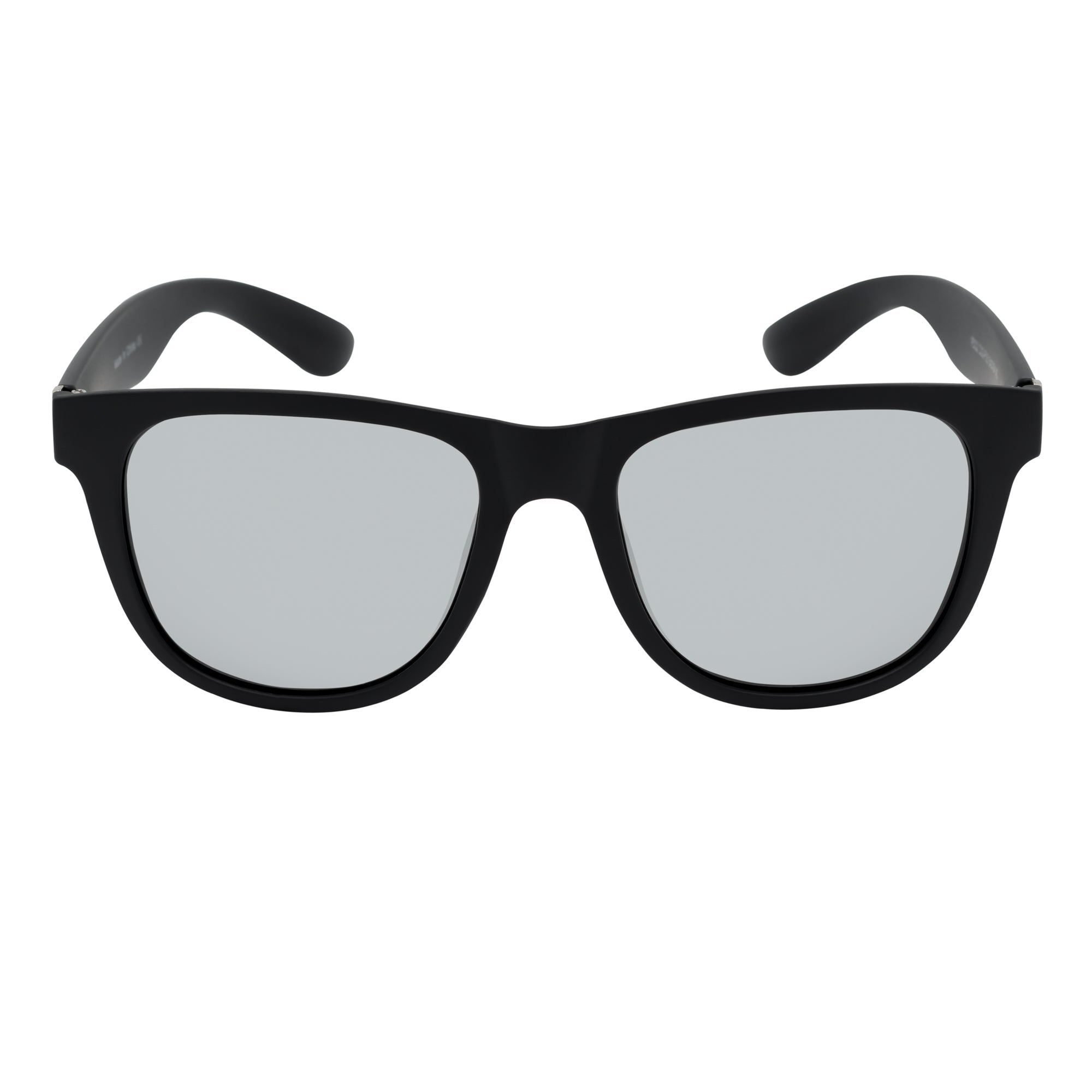 PRESTON - Polarized Large Horn Rimmed Sunglasses Matte Black Silver Mirror