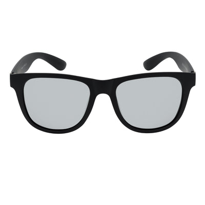PRESTON - Polarized Large Horn Rimmed Sunglasses Matte Black Silver Mirror
